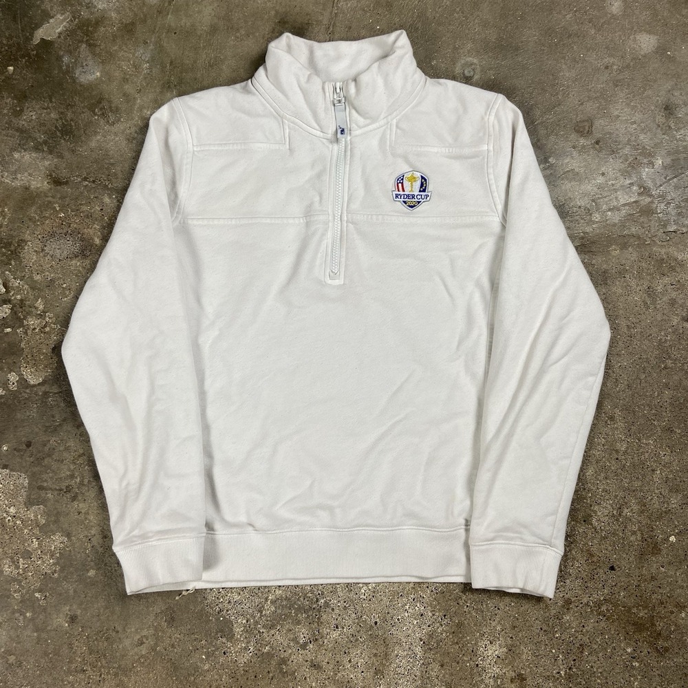 Vineyard Vines 1/4 Zip Fleece Size Large White Pullover 2020 Ryder Club Crest